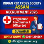 Indian Red Cross Society Assam Recruitment 2026 programme coordinator officer job vacancy in Guwahati