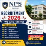 NPS International School Recruitment 2026 feature image showing PGT, TGT and Male Hostel Warden vacancies in Guwahati for candidates seeking Teacher Jobs in Assam 2026.