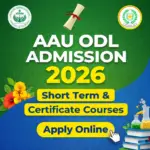 AAU ODL Admission 2026 notification for short term and certificate courses under Assam Agricultural University ODL apply online before 27 March 2026