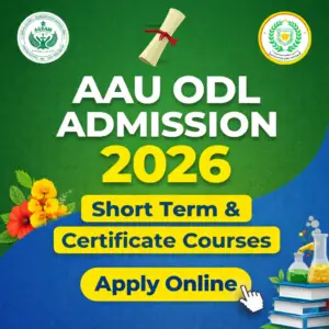 AAU ODL Admission 2026 notification for short term and certificate courses under Assam Agricultural University ODL apply online before 27 March 2026
