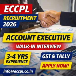 ECCPL Recruitment 2026 Account Executive walk-in interview for commerce graduates with GST and Tally experience