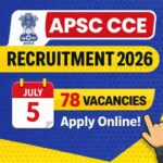 APSC CCE Recruitment 2026 thumbnail showing 78 vacancies with prelims exam date 5 July and apply online Assam govt job