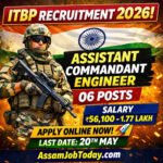 ITBP Assistant Commandant Recruitment 2026 thumbnail showing 06 posts salary ₹56100 apply online last date 20 May