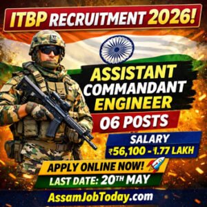 ITBP Assistant Commandant Recruitment 2026 thumbnail showing 06 posts salary ₹56100 apply online last date 20 May