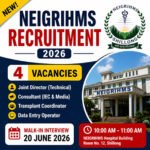 NEIGRIHMS recruitment 2026 4 vacancies walk in interview Shillong government jobs