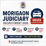 Morigaon Judiciary Recruitment 2026 Driver Vacancy official feature image showing DLSA Morigaon Driver Recruitment 2026 notification with salary ₹15000 and last date 20 May 2026
