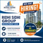 Ridhi Sidhi Group Recruitment 2026 feature image for Marketing Manager and Store Keeper job vacancy in Guwahati Assam private job recruitment