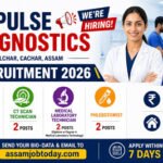 Impulse Diagnostics Silchar Recruitment 2026 poster showing MRI Technician, CT Scan Technician, Lab Technician and Phlebotomist jobs in Silchar Assam with 8 vacancies