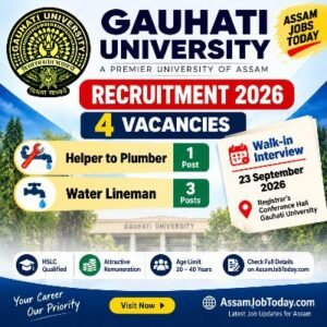 Gauhati University Recruitment 2026 for 4 Helper to Plumber and Water Lineman vacancies