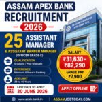 Assam Apex Bank Recruitment 2026 notification for 25 Assistant Manager and Assistant Branch Manager posts with salary ₹31,630 to ₹82,290 and offline application details.
