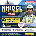 NHIDCL Recruitment 2026 feature image showing 100 Associate vacancies under the NHIDCL State Specific Graduate Scheme with ₹70,000–₹80,000 salary and 10 Assam vacancies.