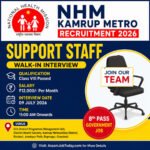 NHM Kamrup Metro Recruitment 2026 Support Staff Vacancy – Walk-in Interview for 8th Pass Candidates in Guwahati, Salary ₹12,000