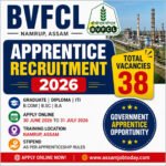 BVFCL Apprentice Recruitment 2026 feature image showing 38 Apprentice vacancies at Brahmaputra Valley Fertilizer Corporation Limited (BVFCL), Namrup, Assam with Graduate, Diploma and ITI Apprentice recruitment details.