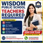 Wisdom Public School Recruitment 2026 feature image showing Librarian, TGT English, Montessori Kindergarten Teacher and TGT Mathematics vacancies