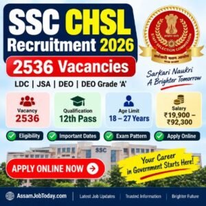 SSC CHSL Recruitment 2026 with 2536 vacancies for LDC JSA DEO and DEO Grade A