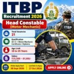 ITBP Recruitment 2026 Head Constable Motor Mechanic 21 Posts