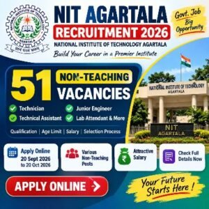 NIT Agartala Recruitment 2026 – 51 Non Teaching Vacancies for Technician, Technical Assistant, Junior Engineer and Lab Attendant