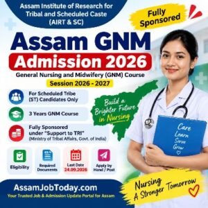 Assam GNM Admission 2026 fully sponsored GNM course for ST candidates