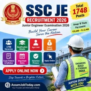 SSC JE Recruitment 2026 with 1748 Junior Engineer and Scientific Assistant vacancies, salary, eligibility and apply online details