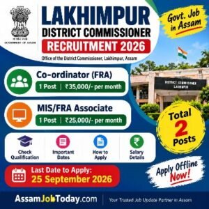 Lakhimpur District Commissioner Recruitment 2026 for Co-ordinator FRA and MIS FRA Associate posts
