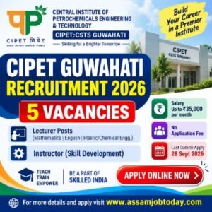 CIPET Guwahati Recruitment 2026 – 5 Lecturer and Instructor Vacancies