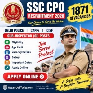 SSC CPO Recruitment 2026 – 1871 Sub Inspector SI Vacancies in Delhi Police and CAPFs