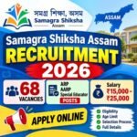 Samagra Shiksha Assam Recruitment 2026 feature image showing 68 ARP, AARP and Special Educator vacancies