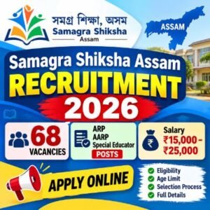 Samagra Shiksha Assam Recruitment 2026 feature image showing 68 ARP, AARP and Special Educator vacancies